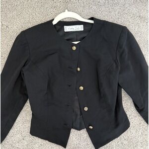 Vintage vicky tiel couture blazer Black Size Xs/s Gold‎ Buttons Elegant Paris